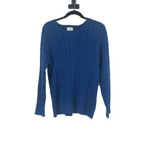 St. John's Bay Petite Cable Knit Sweater PXXL Blue Cotton Blend Long Sleeve